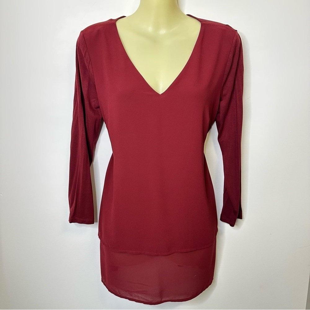 Michael Kors Red V-Neck Blouse